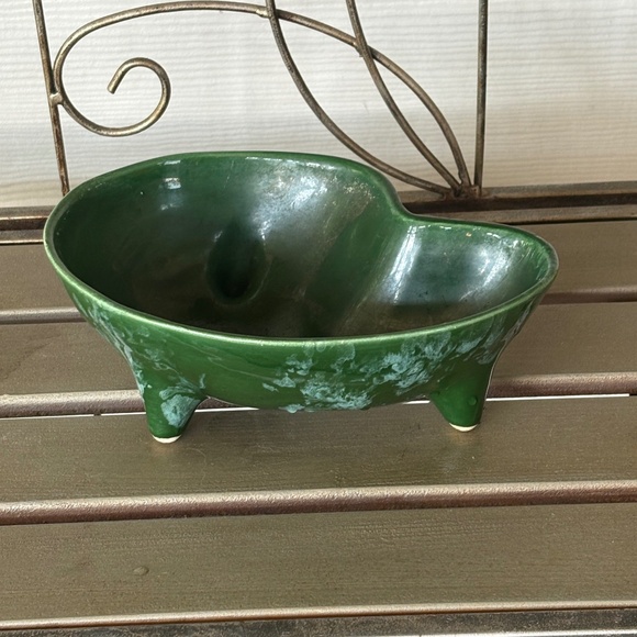 Vintage MCM Green Speckled kidney Shape Planter - Picture 2 of 5